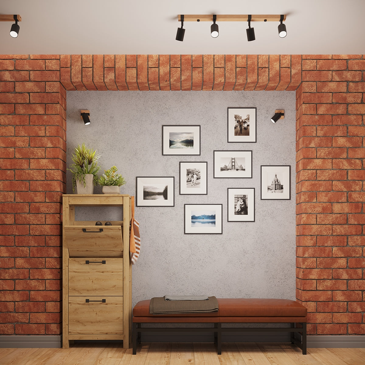 Applique Orientable Bois et Acier Noir