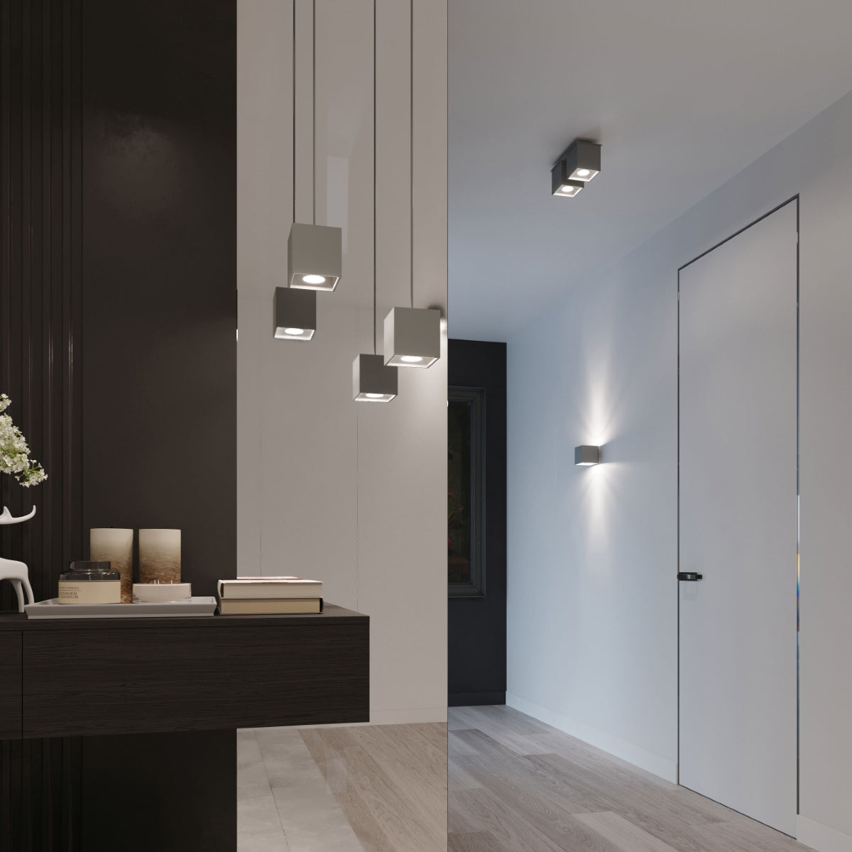 Applique Cube LED Grise