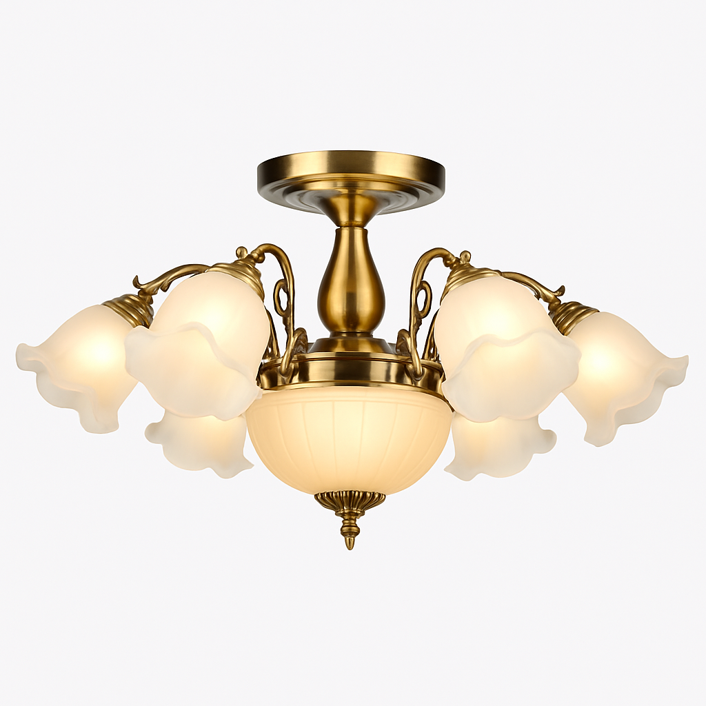 Lustre à LED avec abat-jour en fleurs