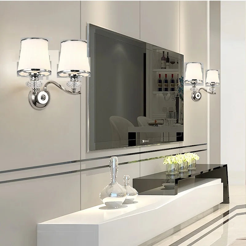 Lustre Chrome moderne Led en cristal E14