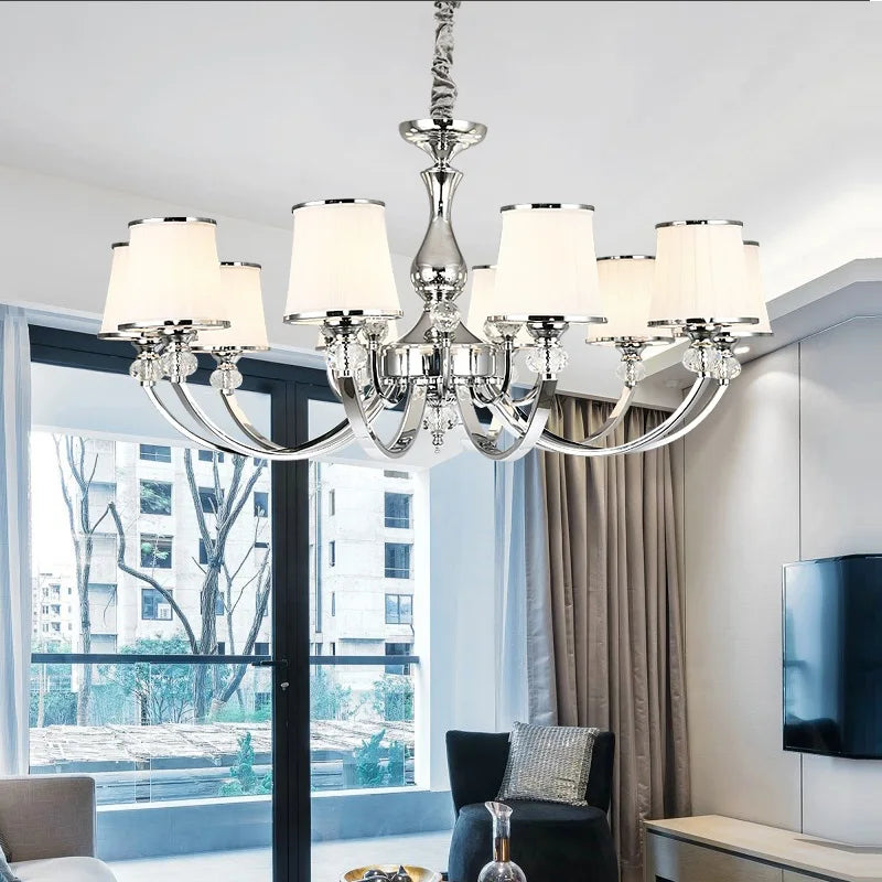 Lustre Chrome moderne Led en cristal E14
