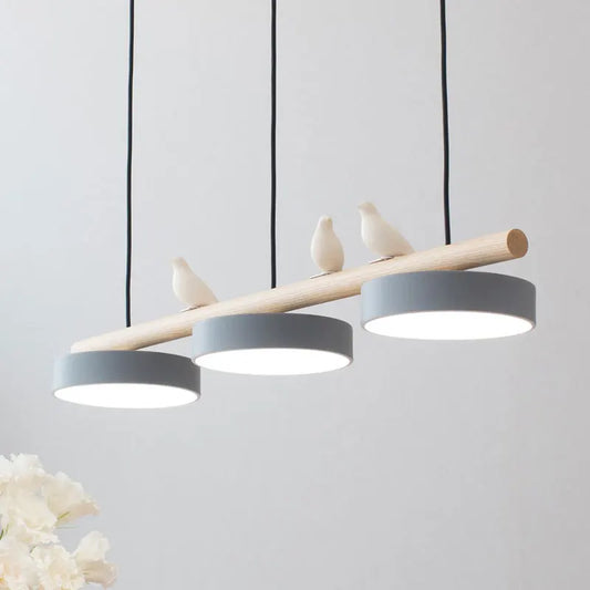 lustre moderne nordique led minimaliste décoration d'oiseau macaron en fer
