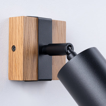 Applique Orientable Bois et Acier Noir