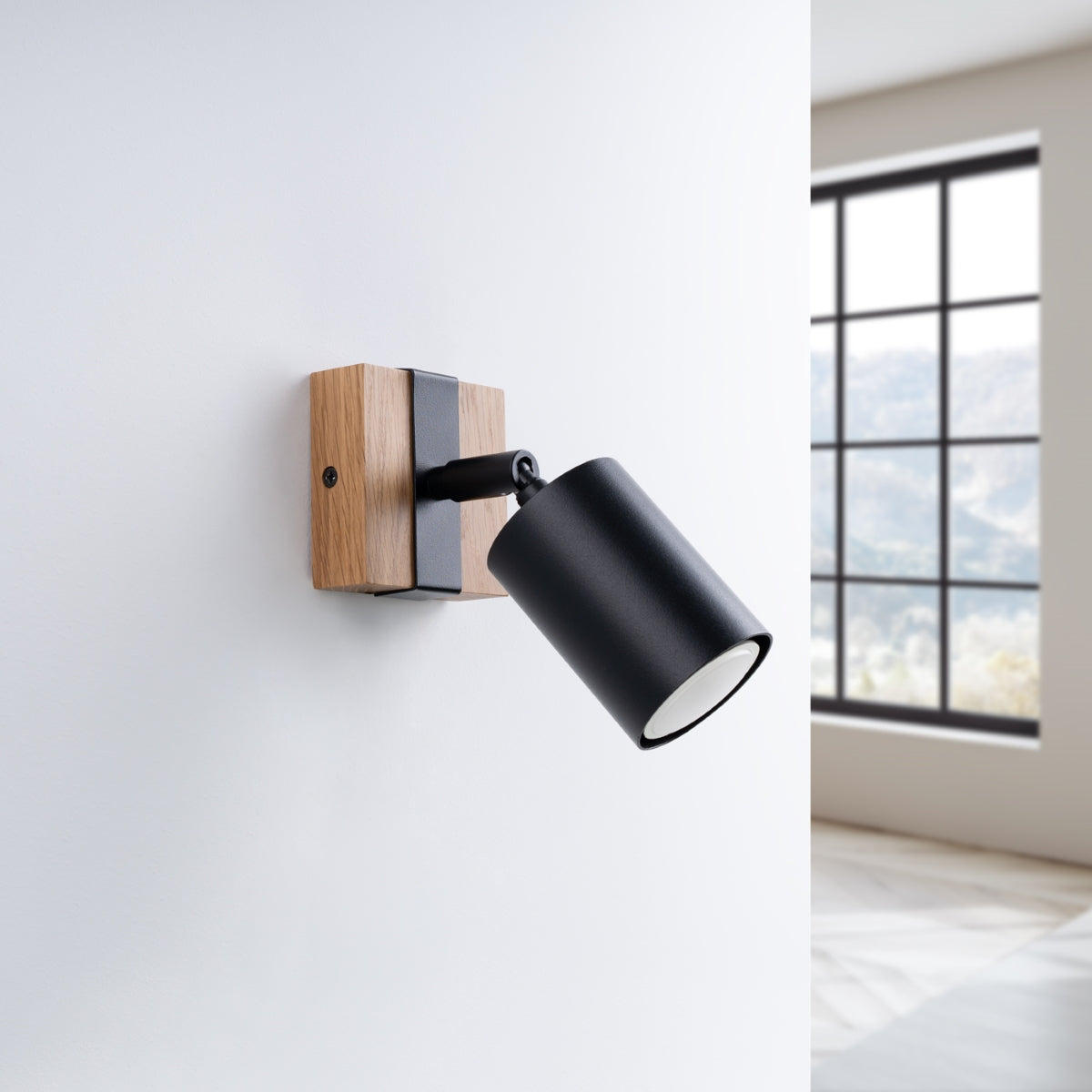 Applique Orientable Bois et Acier Noir
