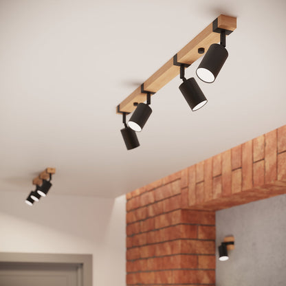 Applique Orientable Bois et Acier Noir