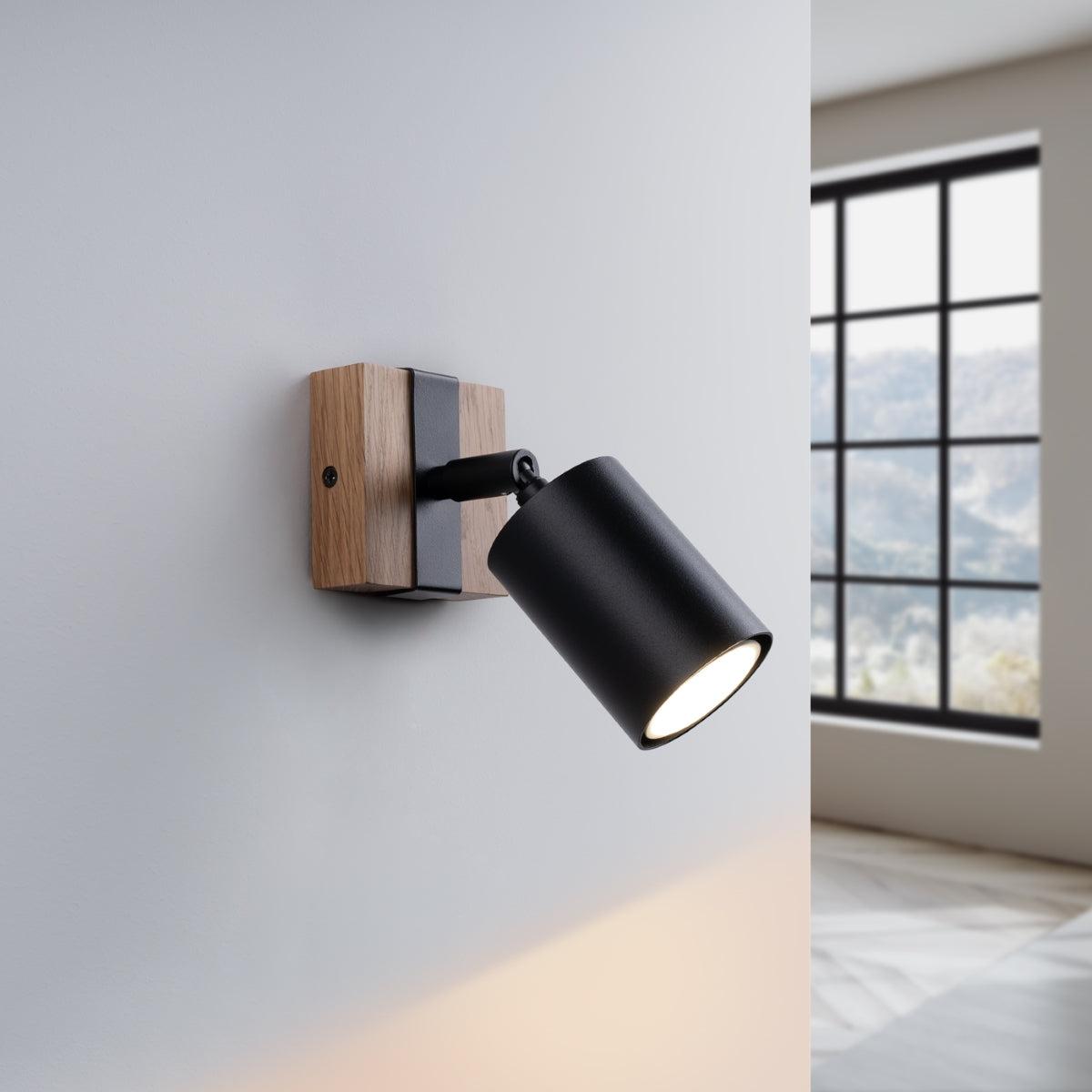 Applique Orientable Bois et Acier Noir