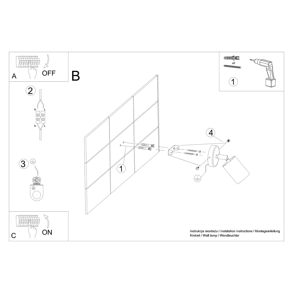Applique Orientable Bois et Métal Noir Spot GU10