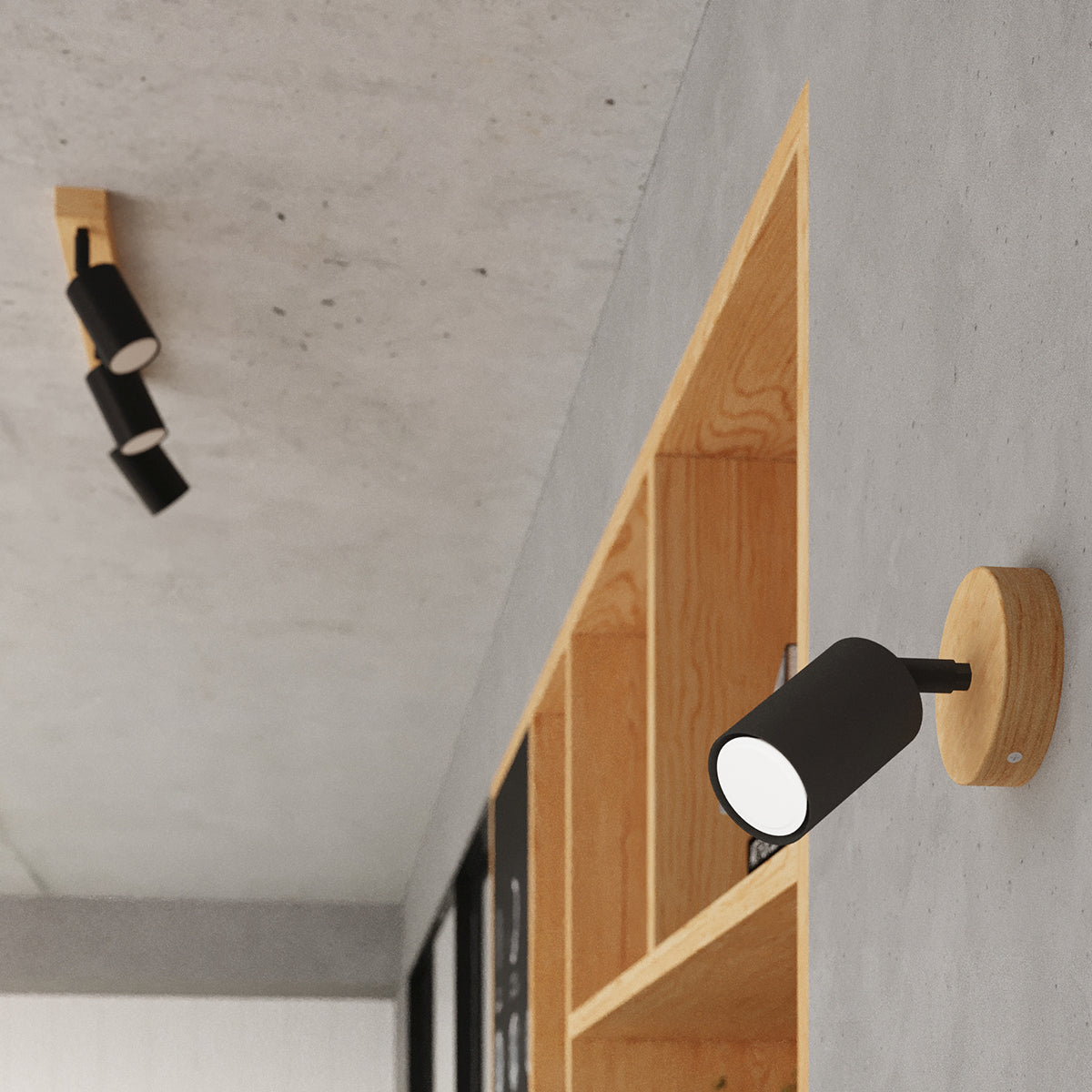 Applique Orientable Bois et Métal Noir Spot GU10