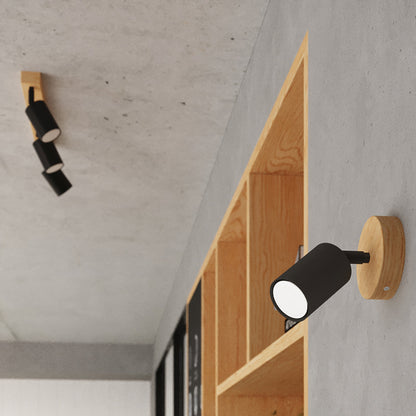 Applique Orientable Bois et Métal Noir Spot GU10