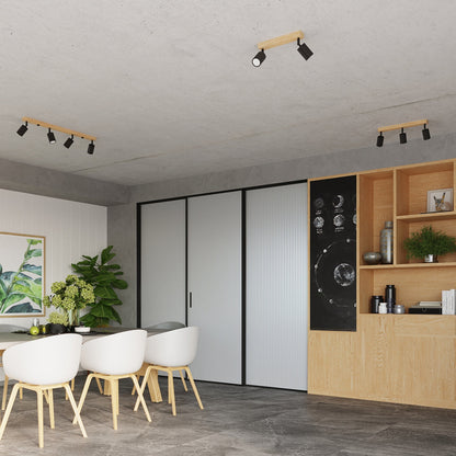 Applique Orientable Bois et Métal Noir Spot GU10