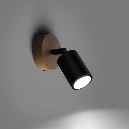Applique Orientable Bois et Métal Noir Spot GU10