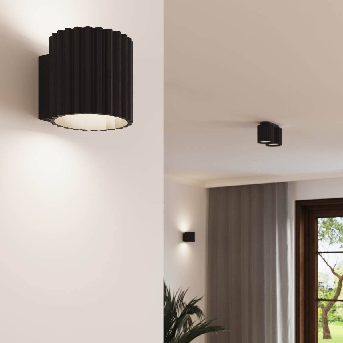 Applique Aura Alu Cannelé Noir