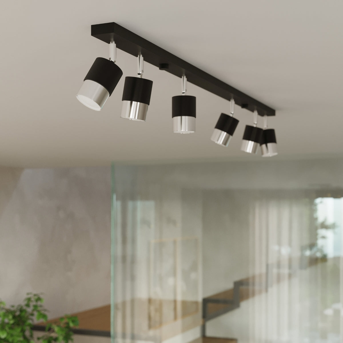 Applique Orient. Double Cylindre Noir / Chrome
