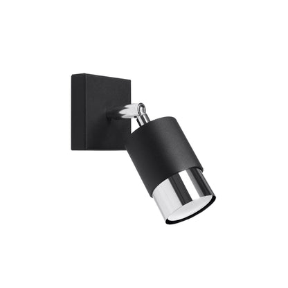 Applique Orient. Double Cylindre Noir / Chrome