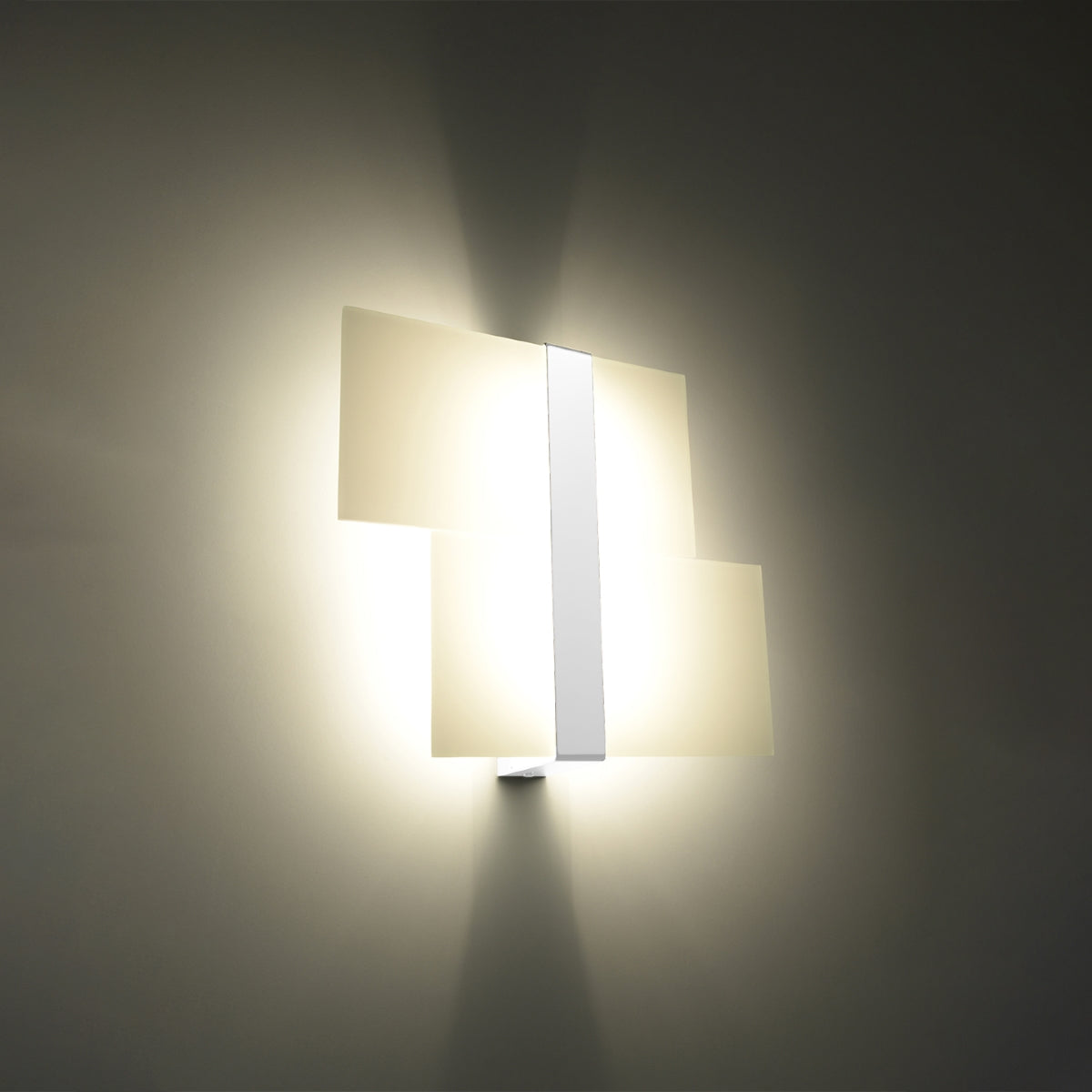 Applique Double Plaque Verre Blanc Acier