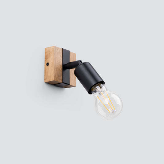 Applique Bois et Métal Noir Spot Orientable