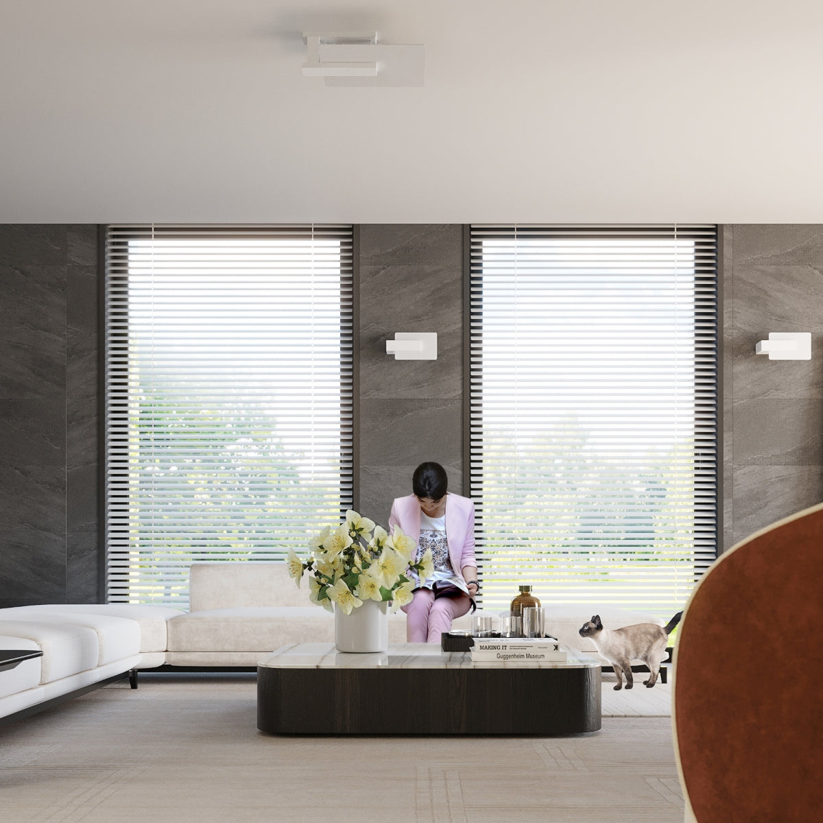 Applique Envol Géométrique Bois Blanc et Verre