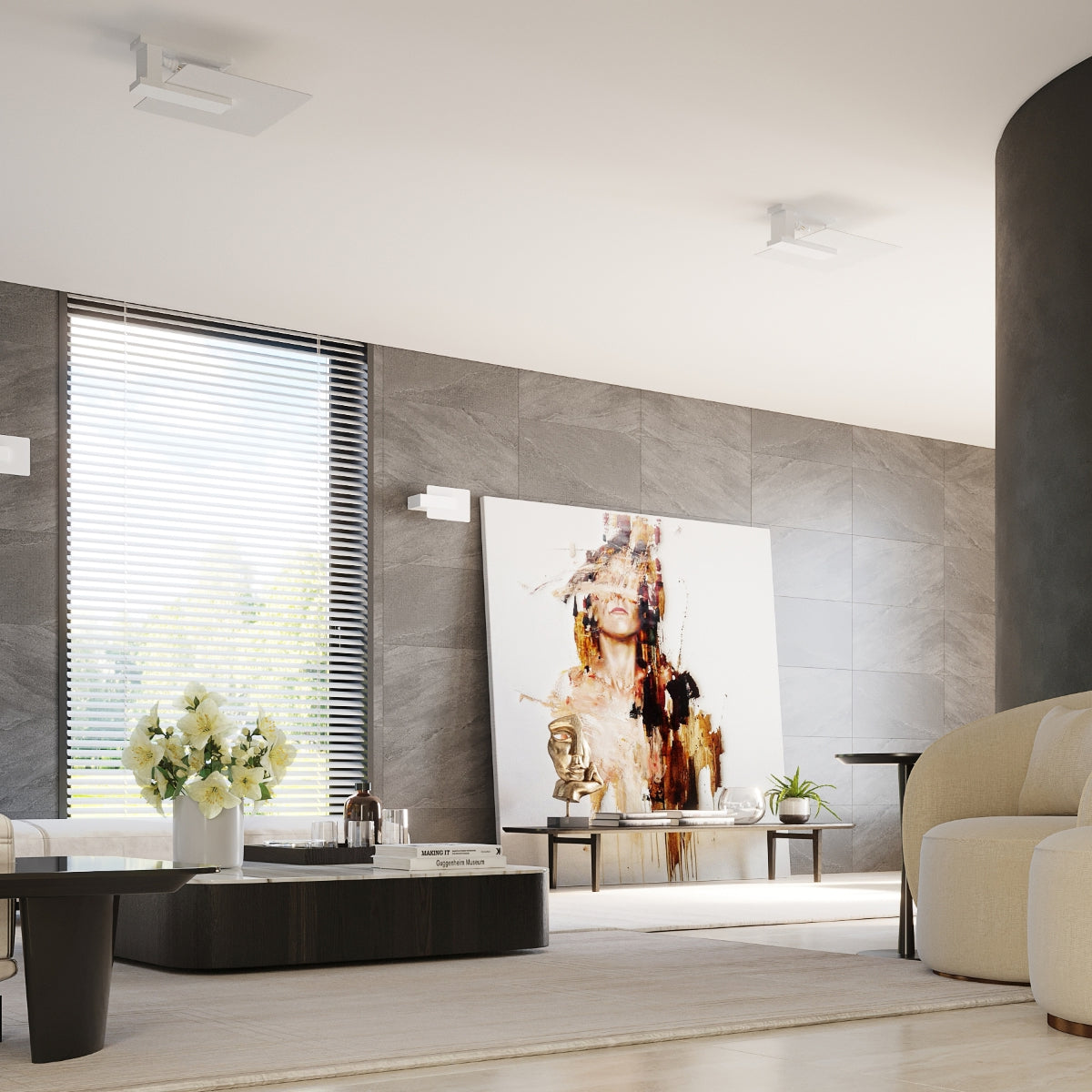 Applique Envol Géométrique Bois Blanc et Verre