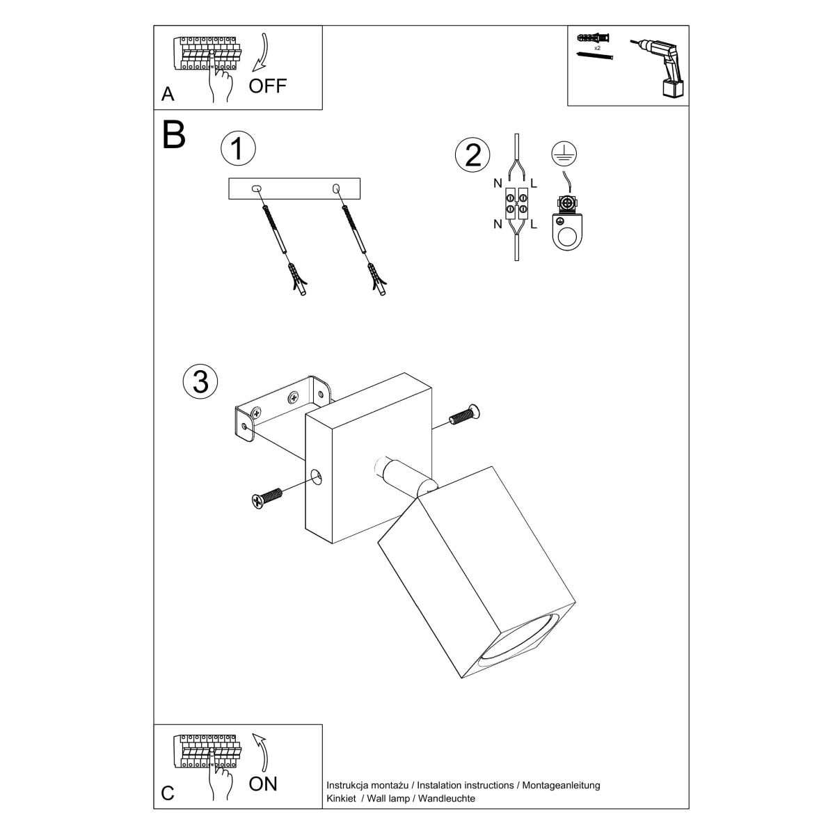 Applique Facette Cubique Orientable en Chêne