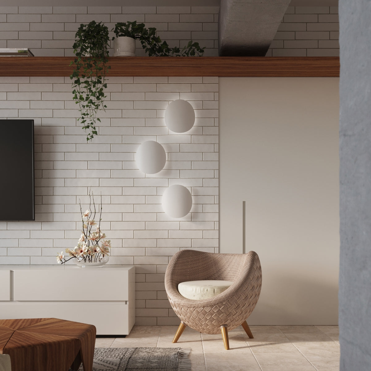 Applique Ombre Douce Galet Métal Blanc Mat