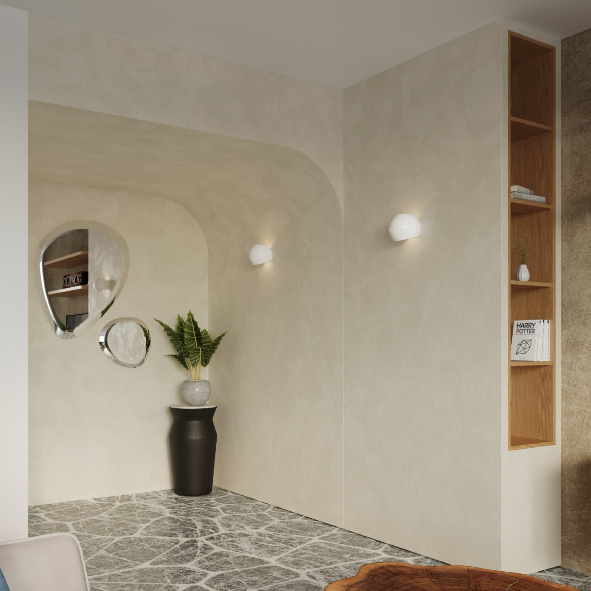 Applique Globe Céramique Vernie Blanc Brillant