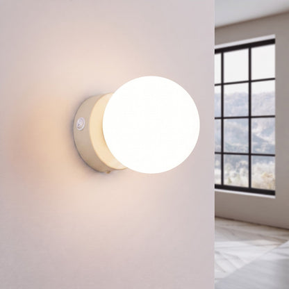 Applique Globe Solis Verre Opalin Beige