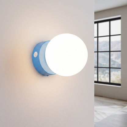 Applique Globe Solis Verre Opalin Bleu Ciel