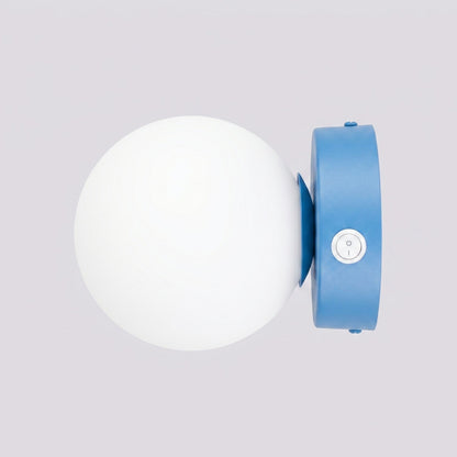 Applique Globe Solis Verre Opalin Bleu Ciel