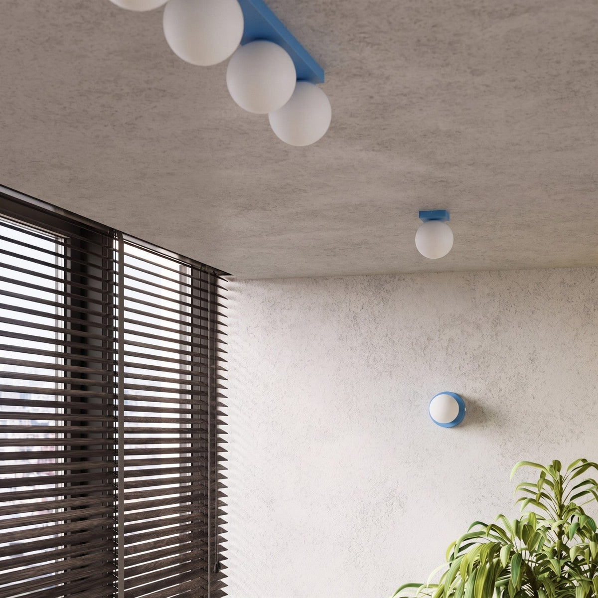 Applique Globe Solis Verre Opalin Bleu Ciel