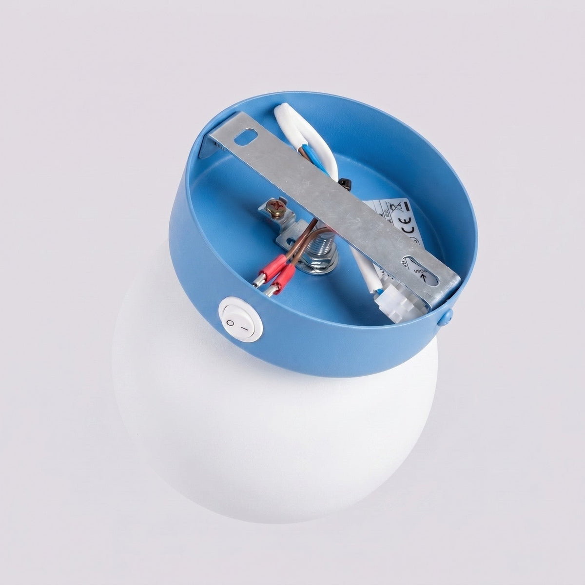 Applique Globe Solis Verre Opalin Bleu Ciel