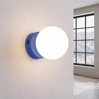 Applique Globe Solis Verre Opalin Bleu Outremer