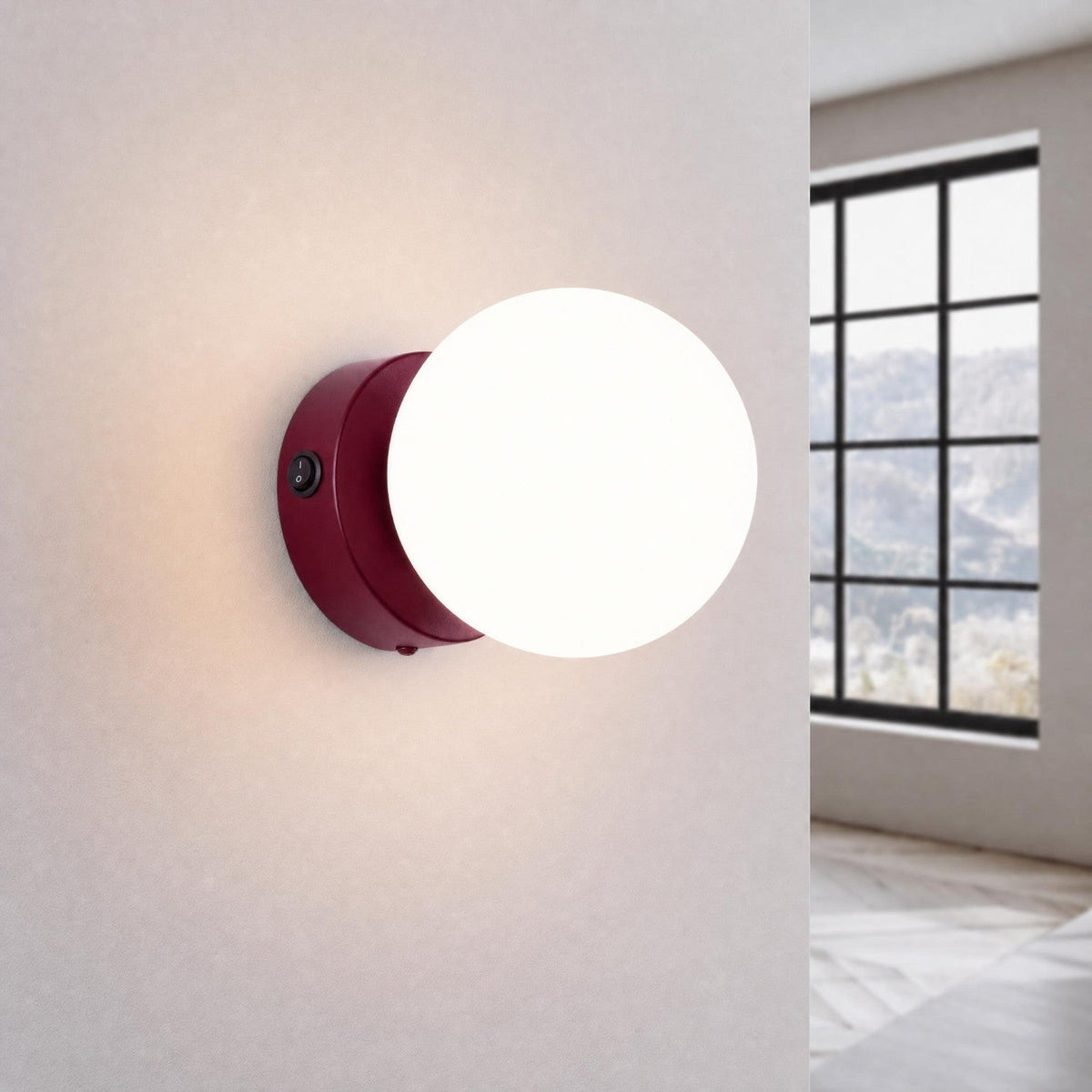Applique Globe Solis Verre Opalin Bordeaux
