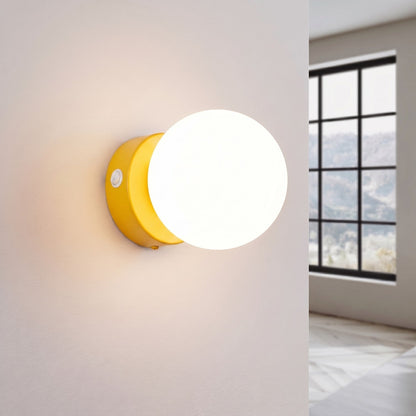 Applique Globe Solis Verre Opalin Jaune