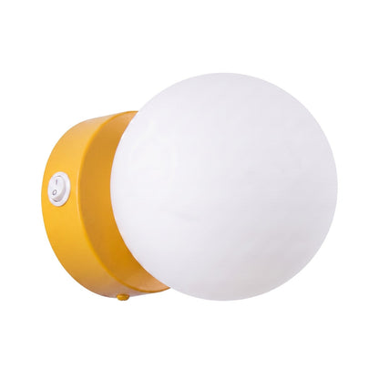 Applique Globe Solis Verre Opalin Jaune