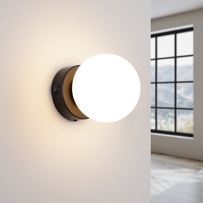 Applique Globe Solis Verre Opalin Noir