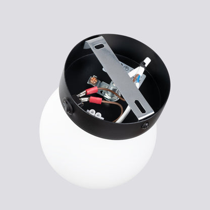 Applique Globe Solis Verre Opalin Noir