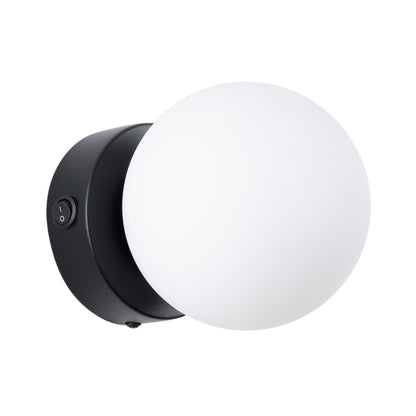Applique Globe Solis Verre Opalin Noir