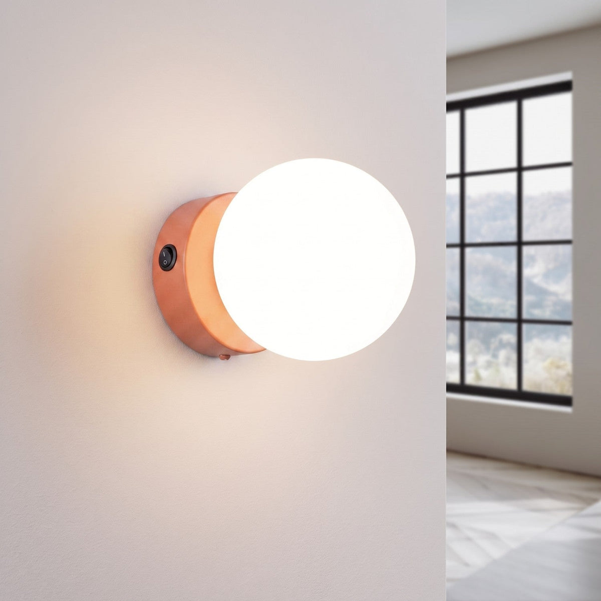 Applique Globe Solis Verre Opalin Ocre Rouge