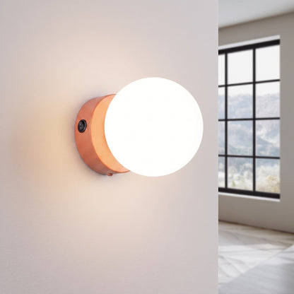 Applique Globe Solis Verre Opalin Ocre Rouge