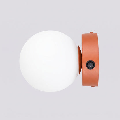 Applique Globe Solis Verre Opalin Ocre Rouge