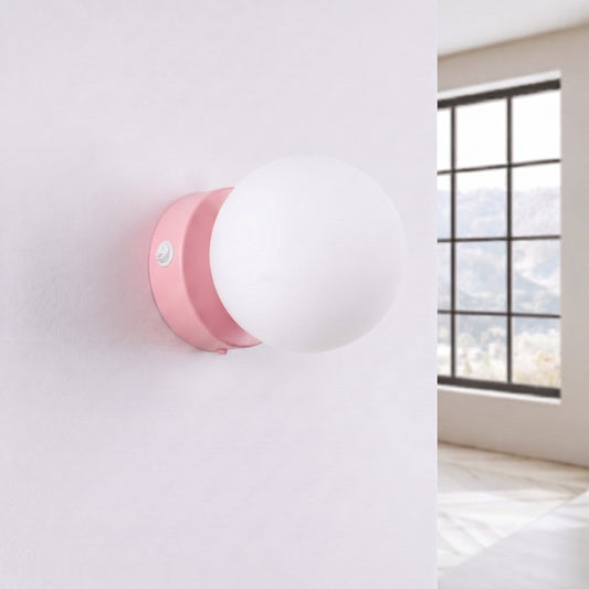 Applique Globe Solis Verre Opalin Rose