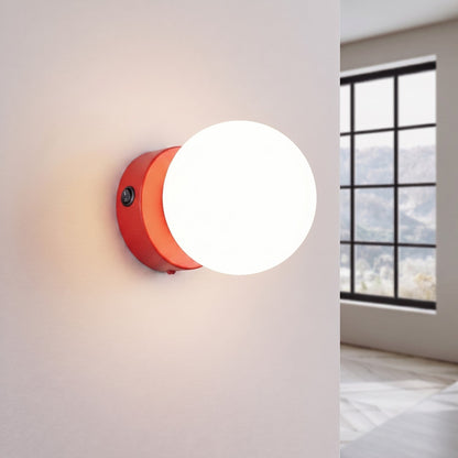 Applique Globe Solis Verre Opalin Rouge