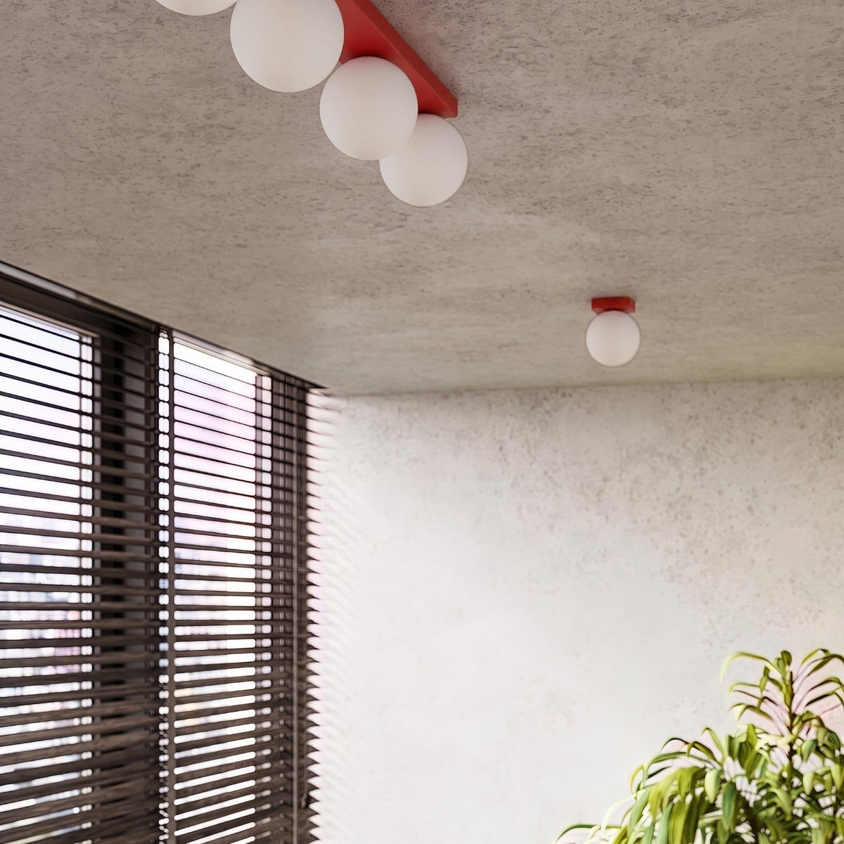 Applique Globe Solis Verre Opalin Rouge
