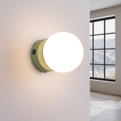 Applique Globe Solis Verre Opalin Vert Olive