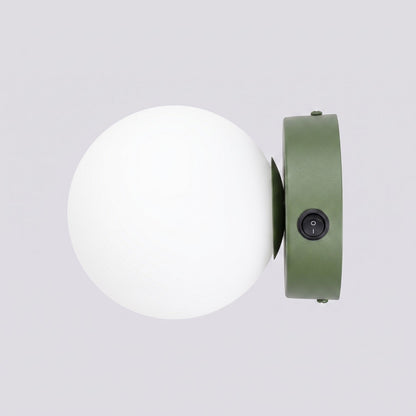 Applique Globe Solis Verre Opalin Vert Olive