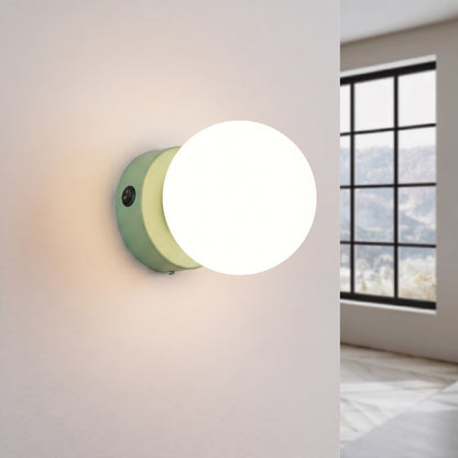 Applique Globe Solis Verre Opalin Vert Sauge