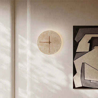 Applique Horloge Murale Travertin Halo LED