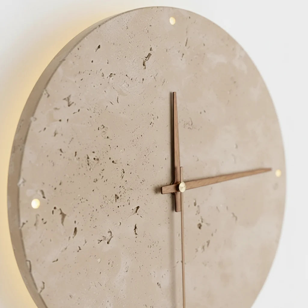 Applique Horloge Murale Travertin Halo LED