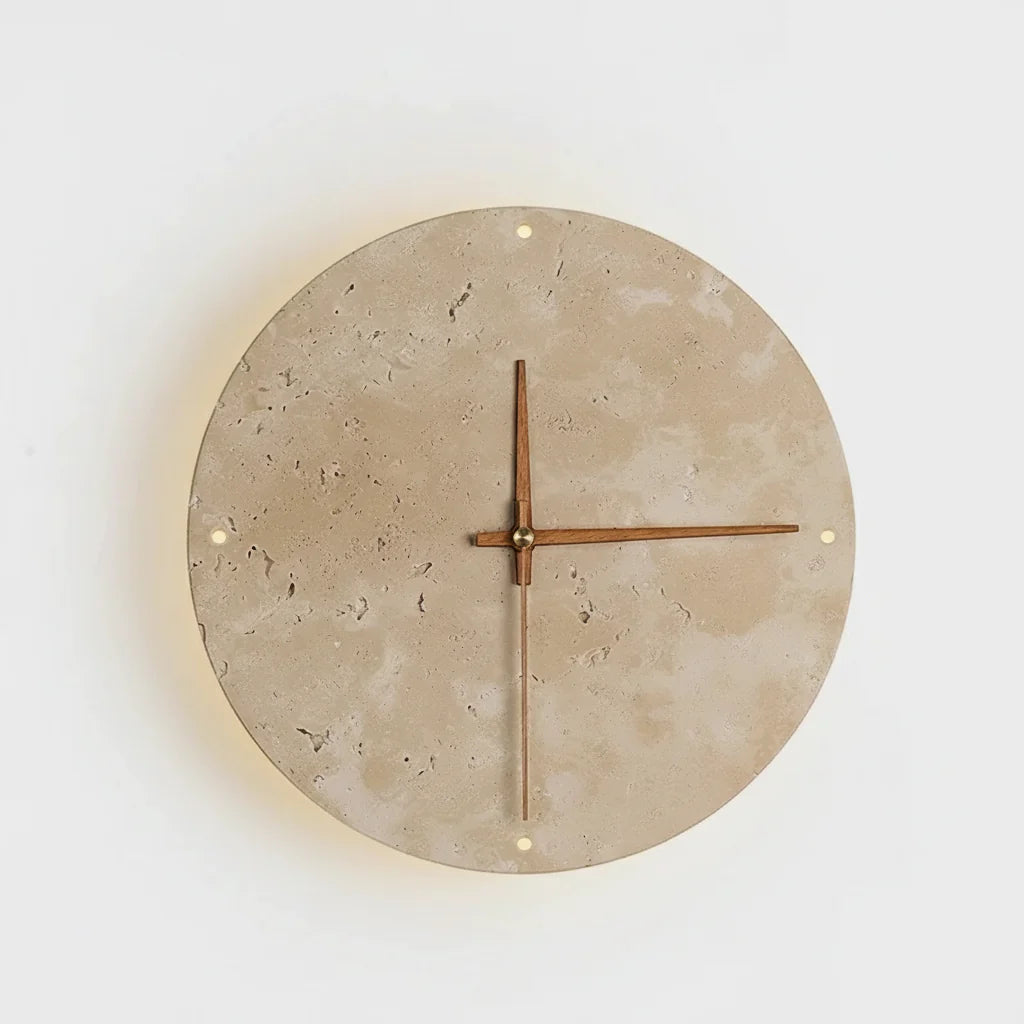 Applique Horloge Murale Travertin Halo LED