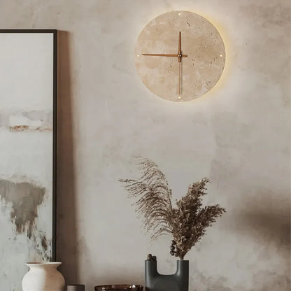 Applique Horloge Murale Travertin Halo LED